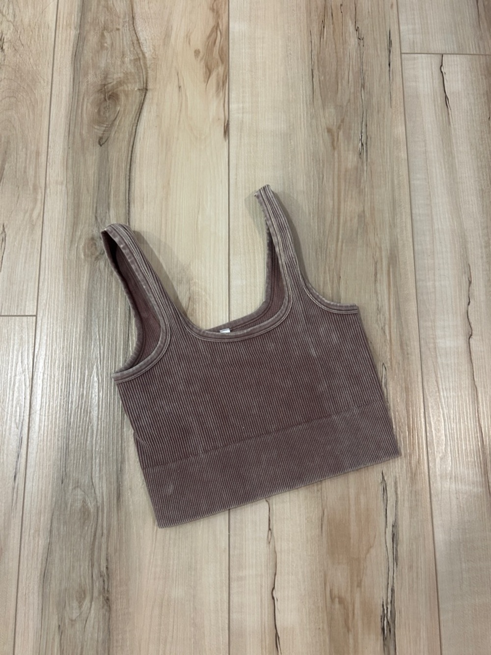 Ribbed Crop Tank Top in Mauve Brown